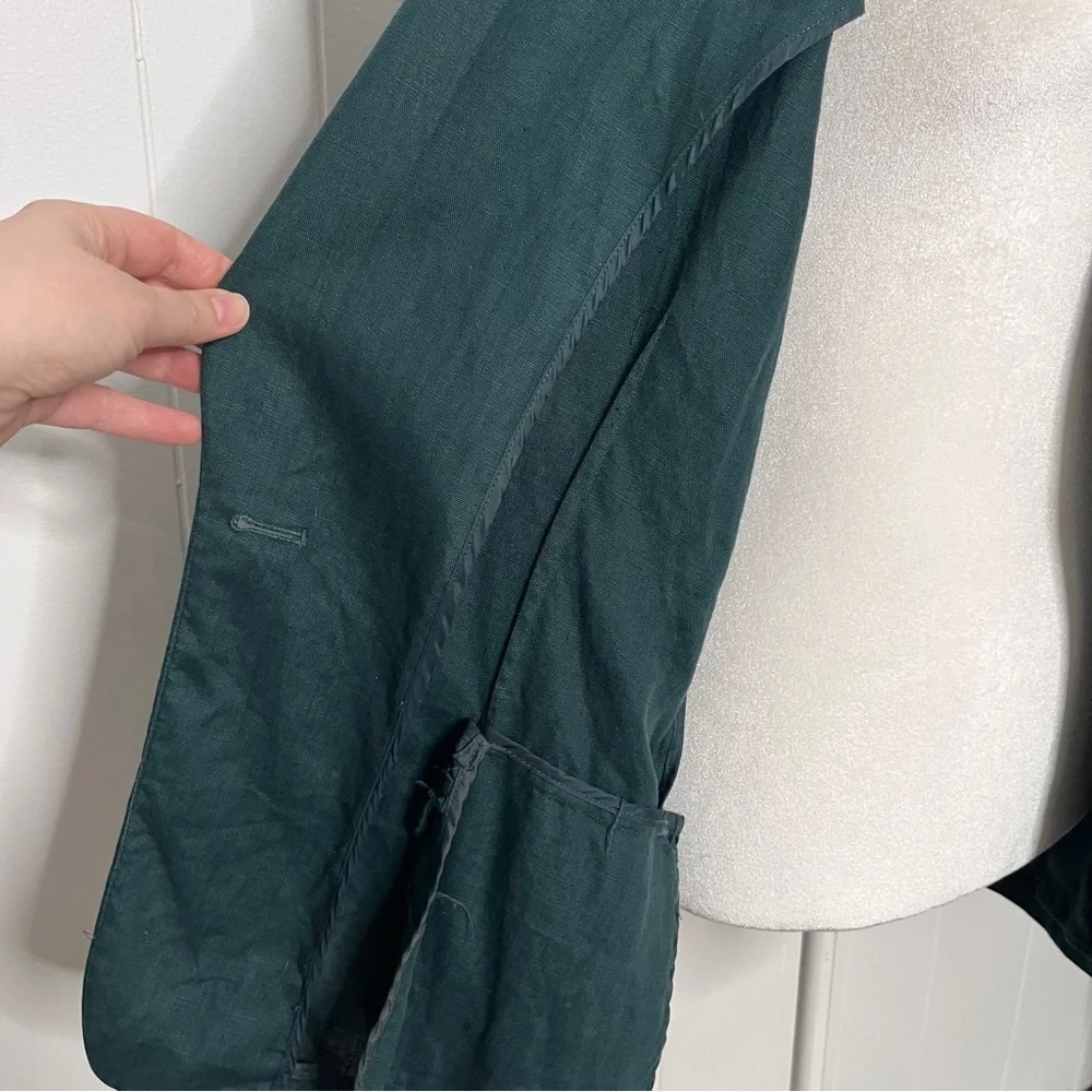 Lord & Taylor 100% Linen Unlined Blazer Longline Dark Green Size 18W Career